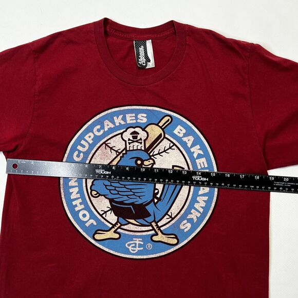 Johnny Cupcakes Size Medium T-Shirt Red, Hawk, Bird, Baseball, Graphic Tee Logo - Picture 2 of 12